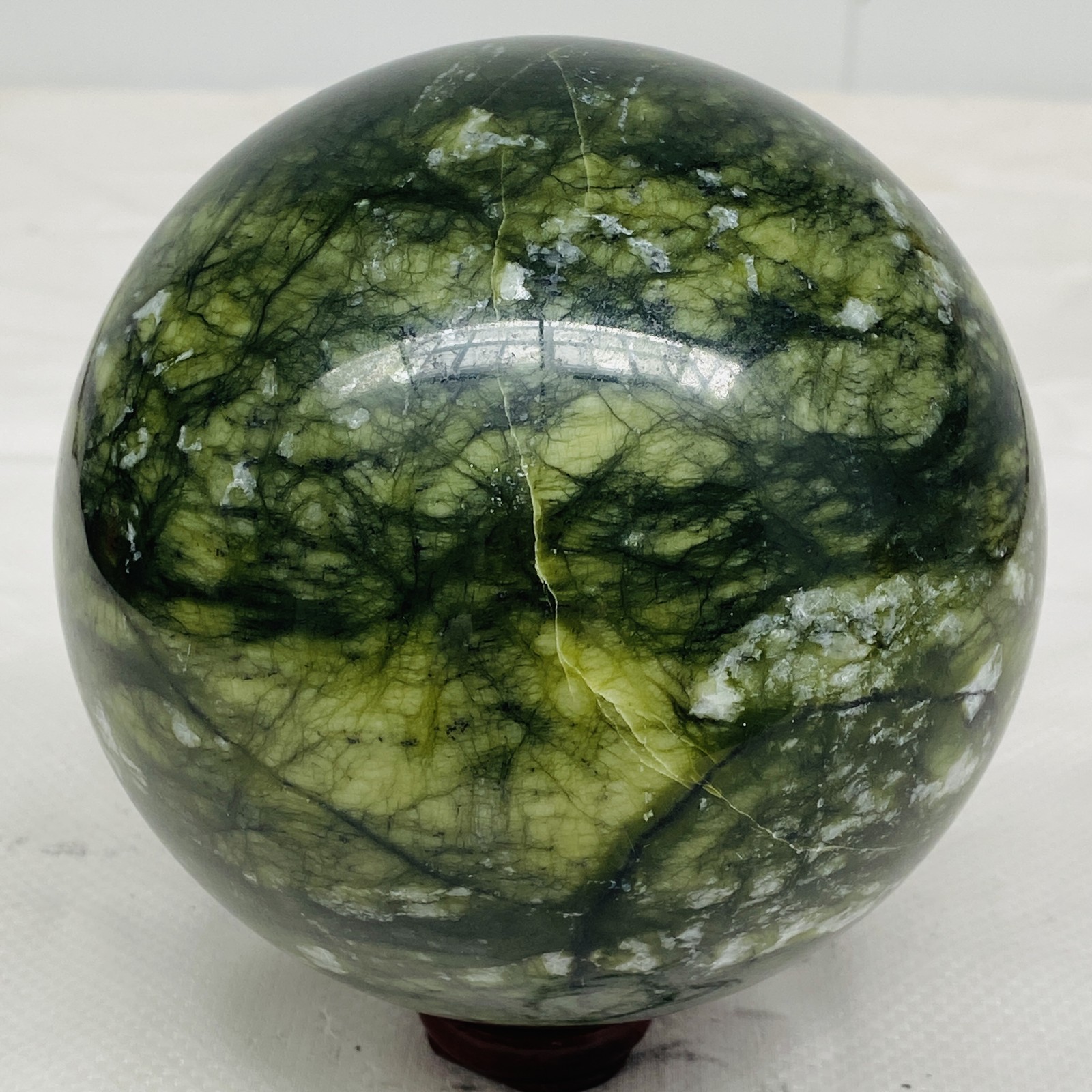 Natural Southern Jade Sphere Green Serpentine Crystal Ball Healing 2820g 6.2LB