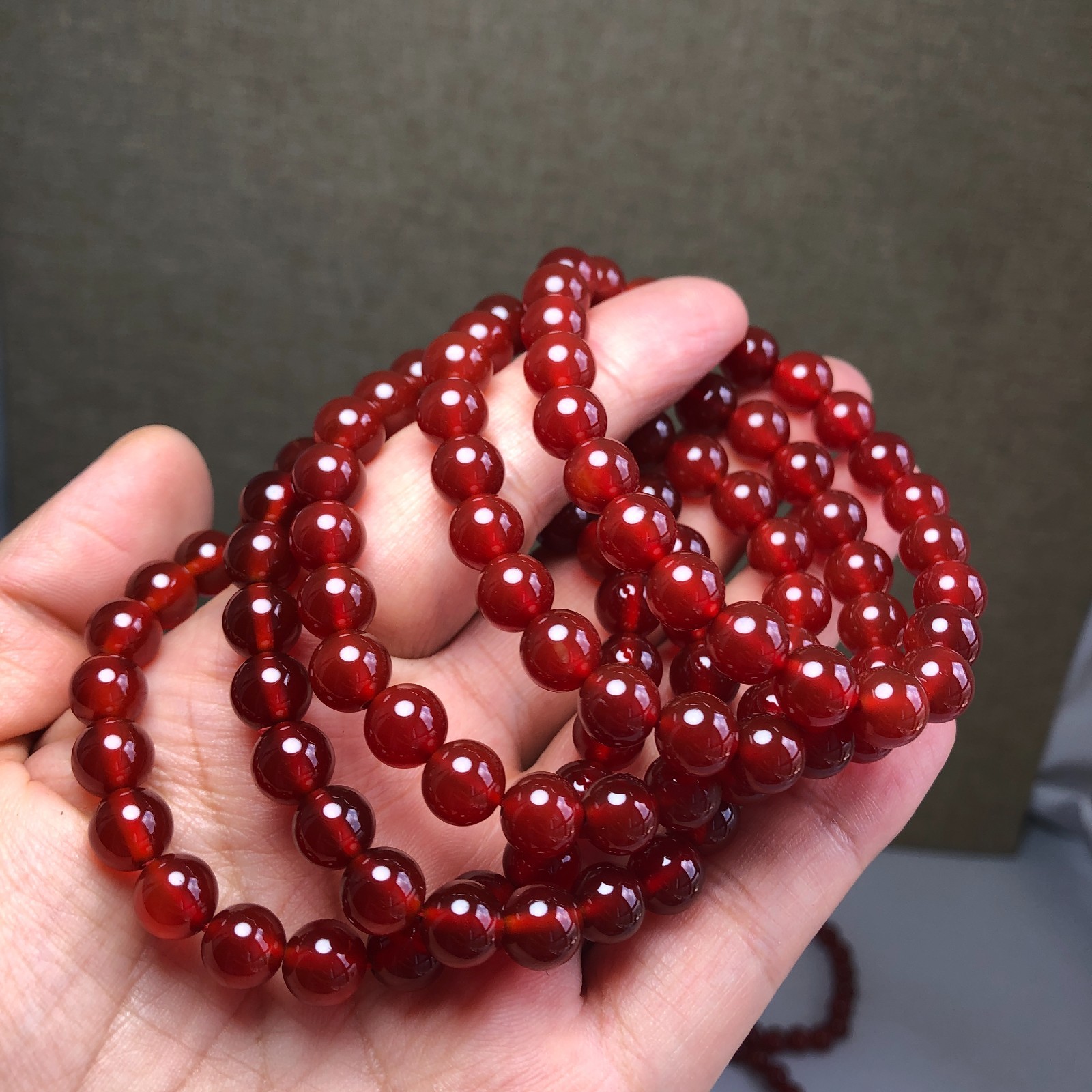 5Pcs Wholesal Natural Red Agate Stone bracelets Crystal ball sphere 8mm