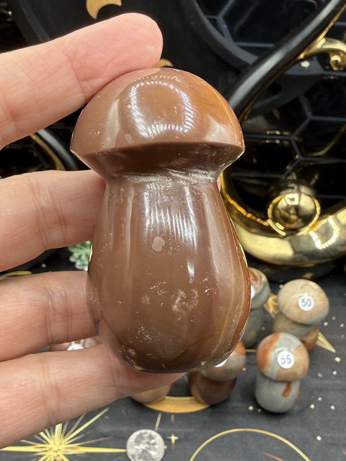 Natural Polychrome Jasper Mushrooms Carvings Free shipping