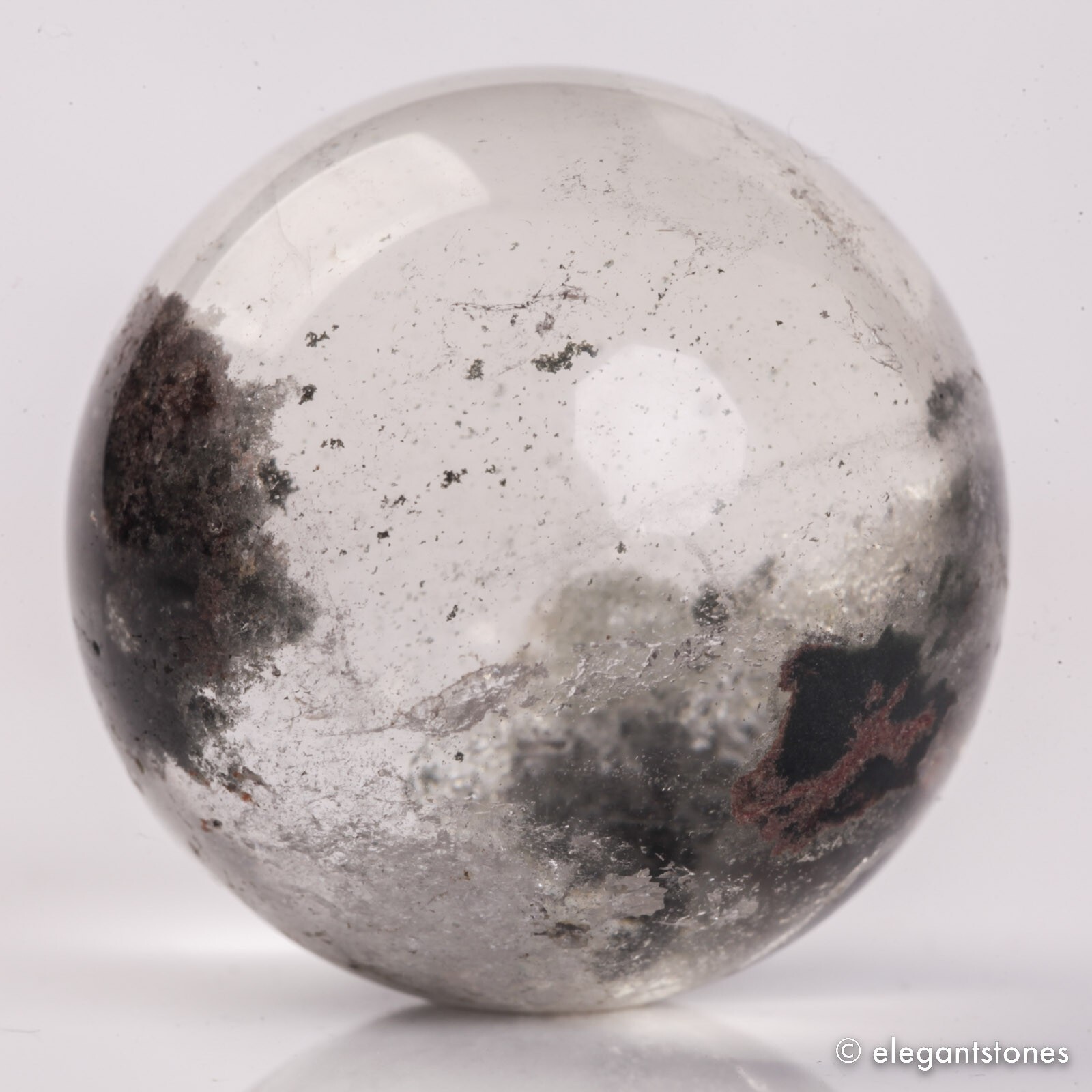 58g34mm Natural Garden/Phantom/Ghost/Lodolite Quartz Crystal Sphere Healing Ball