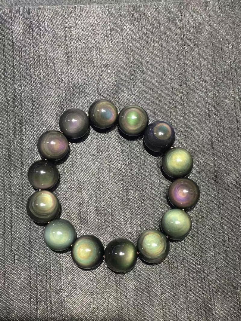 1pcs Natural Rainbow Obsidian 12mm Crystal Stretch Bracelet decorate