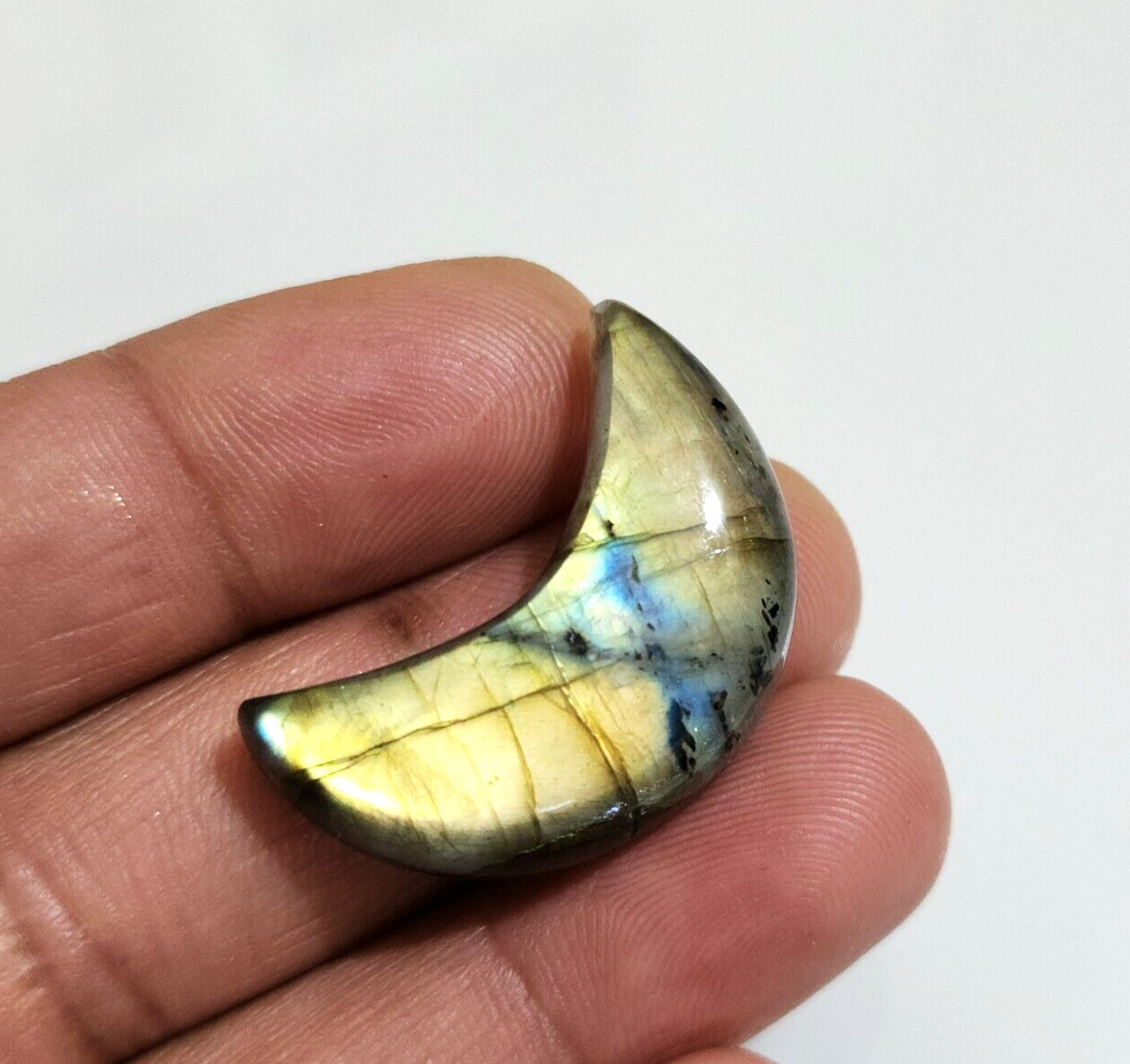 100% Natural 45.50 Crt Multi Labradorite Moon Shape Loose Gemstone For Jewelry