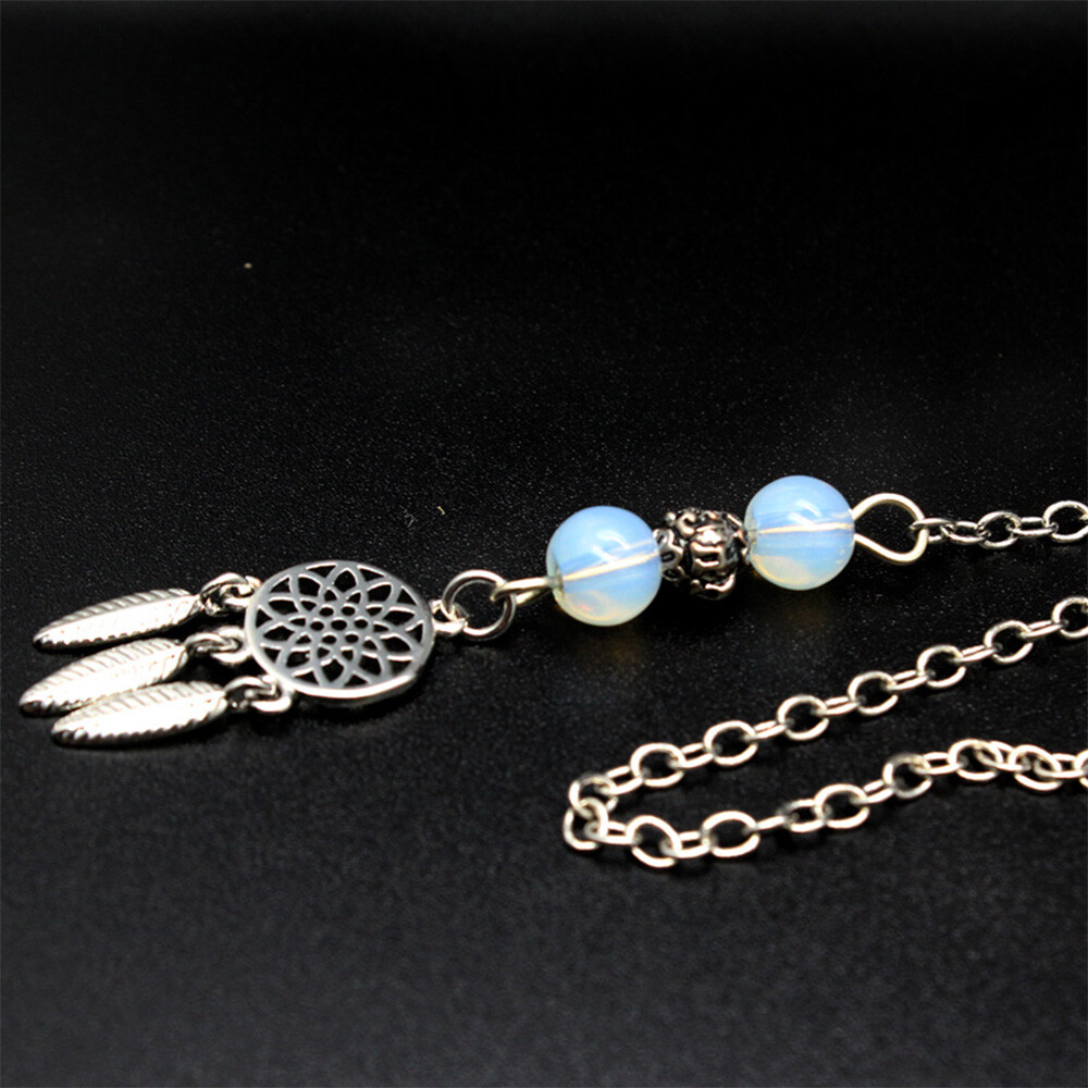 Crystal Point Prism Pendulum with Dream Catcher Merkaba Star for Dowsing Pendant