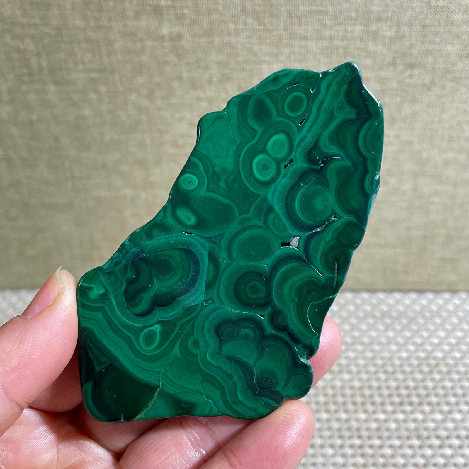 72g Genuine Malachite Slice Slab, Home Decor