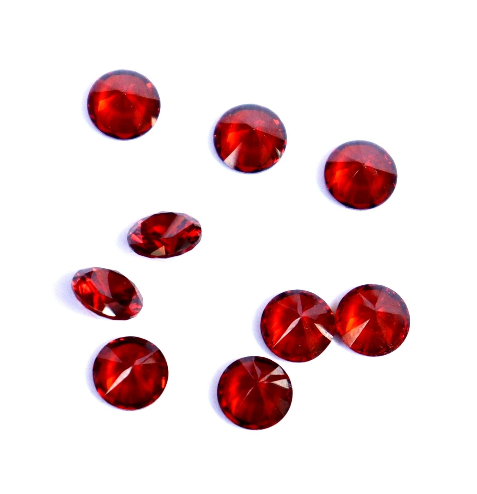 Round Cut Natural Hessonite Garnet 10 Pcs Untreated Loose Gemstones