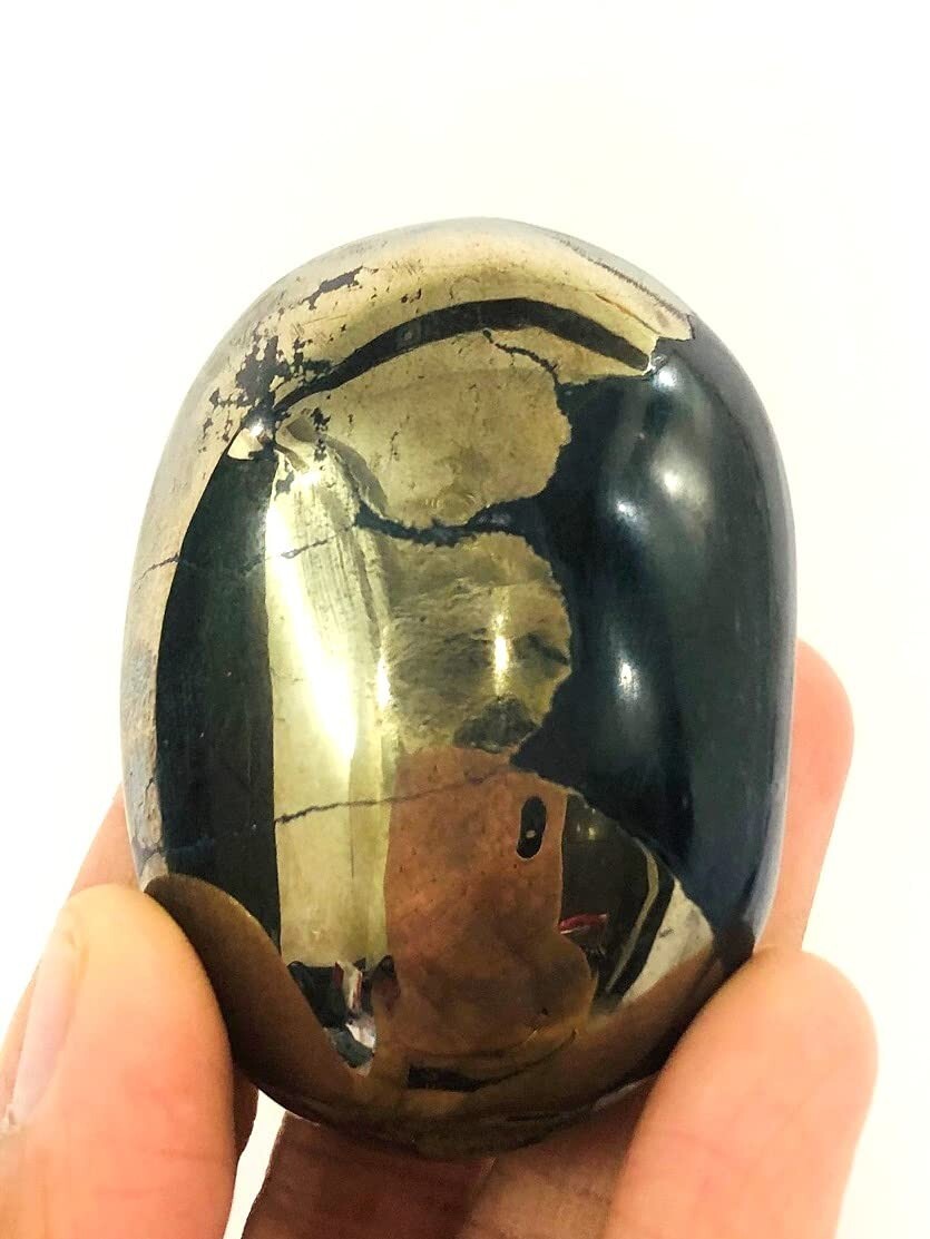 Golden Pyrite Oval Palm Stone 2 ” Crystal Gemstone Healing Gift Reiki Aura