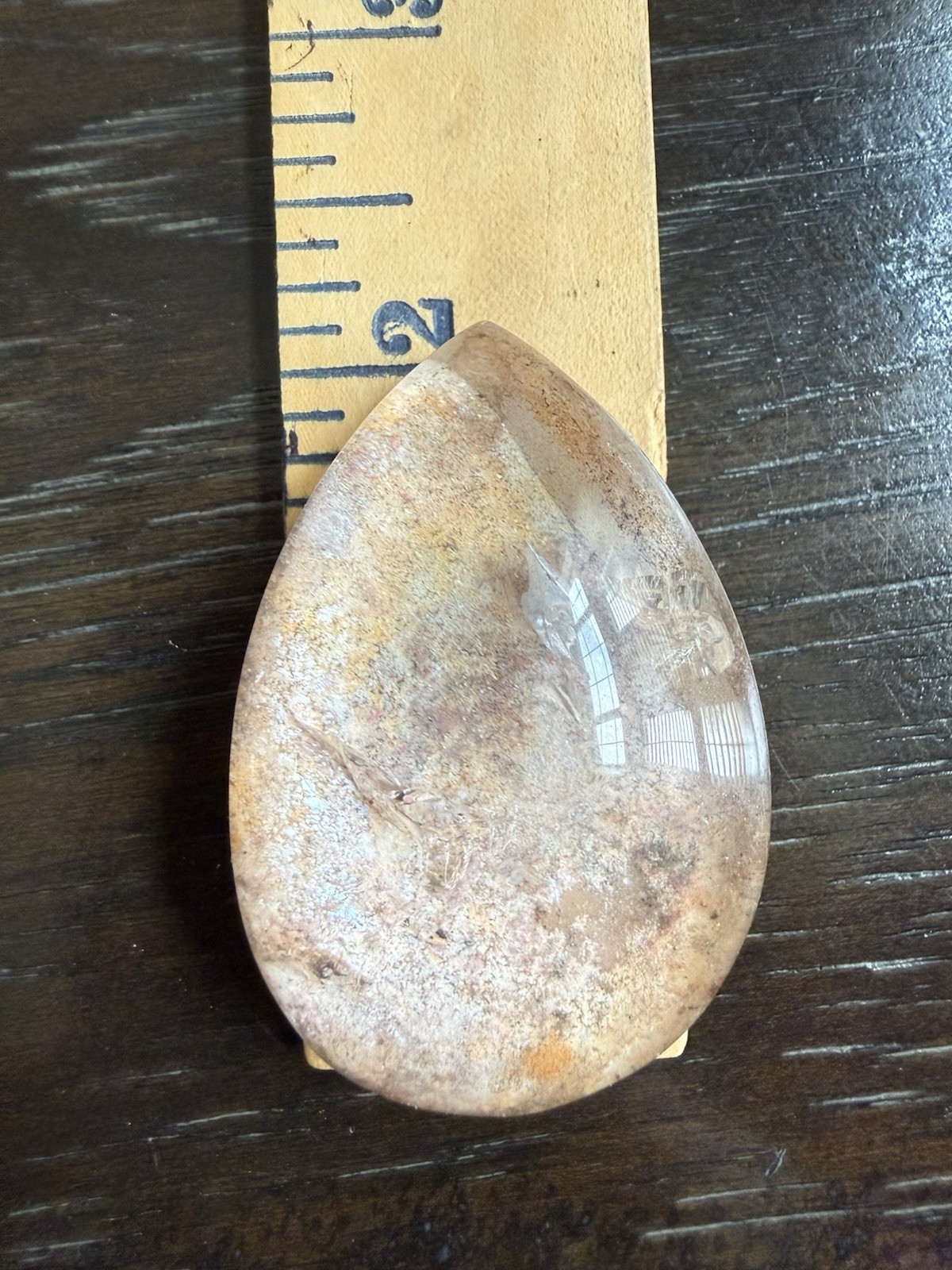 Garden Quartz Teardrop Cabochon Loose Gemstone Lodolite Crystal Cab 2in 51mm