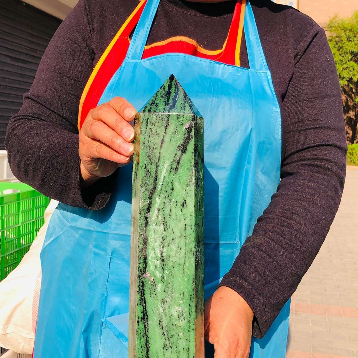 9.59LB Large Natural Red and Green Treasure Crystal Obelisk Specimen Healing