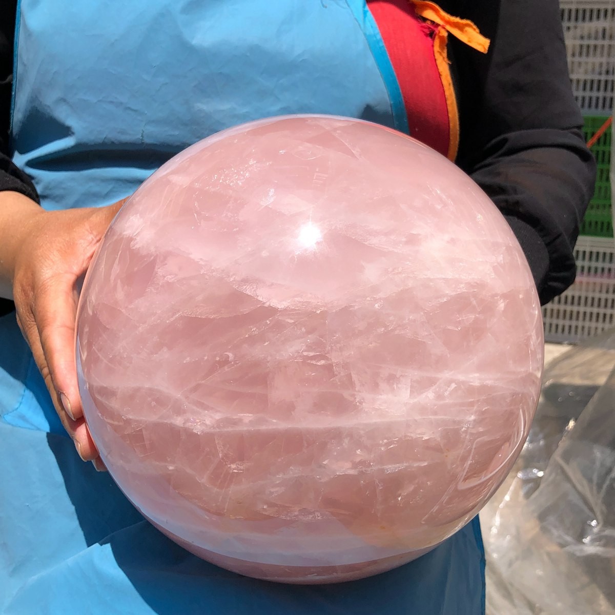 29.87LB Natura crystal Rose Quartz Sphere for Heart Chakra Balances Energy
