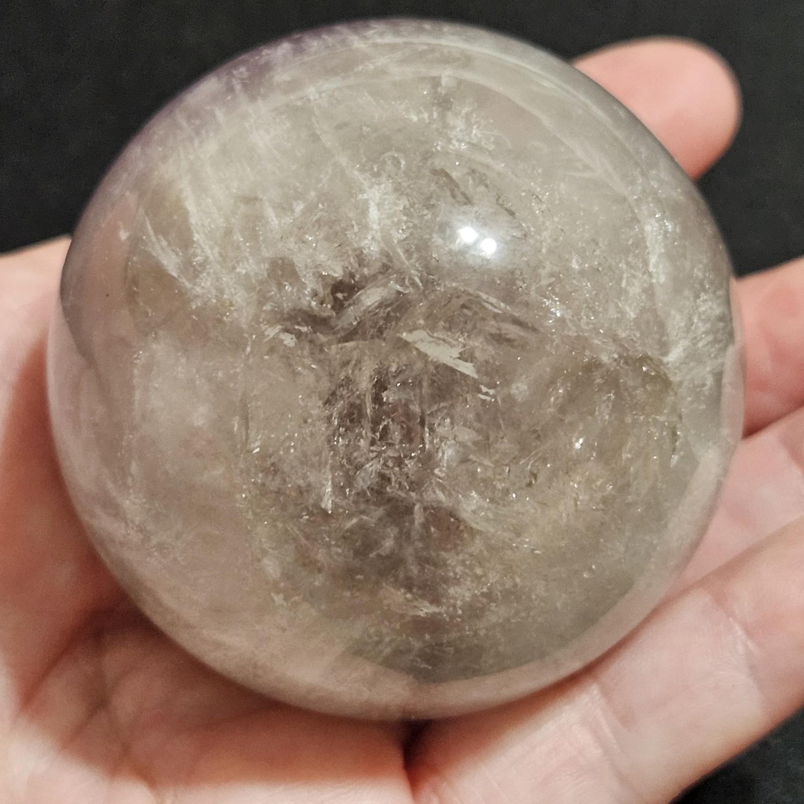 Natural Ametrine Quartz Crystal Ball, Translucent Amethyst Sphere, Rainbows 263g