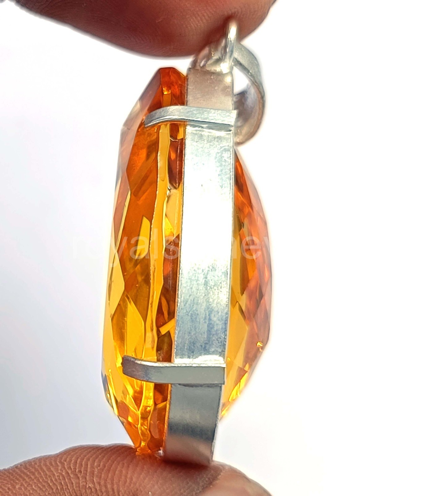 100.5Ct Natural Yellow Sapphire Pendant Pear Shape 925 Silver IGL Certified 5JOY