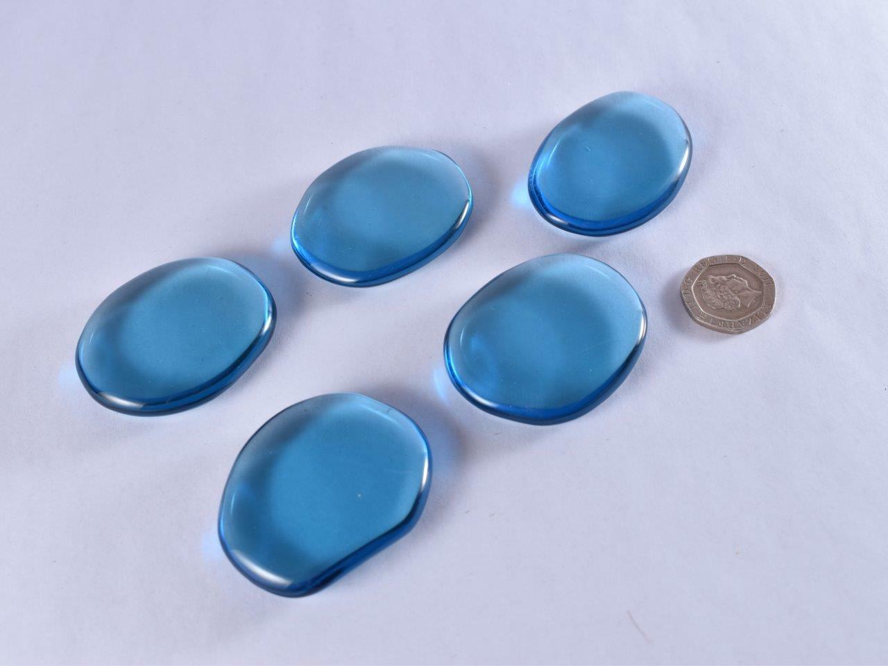 1x Polished Dark Blue Obsidian Palmstone Palm Stone Worry Stone Healing 40-45mm