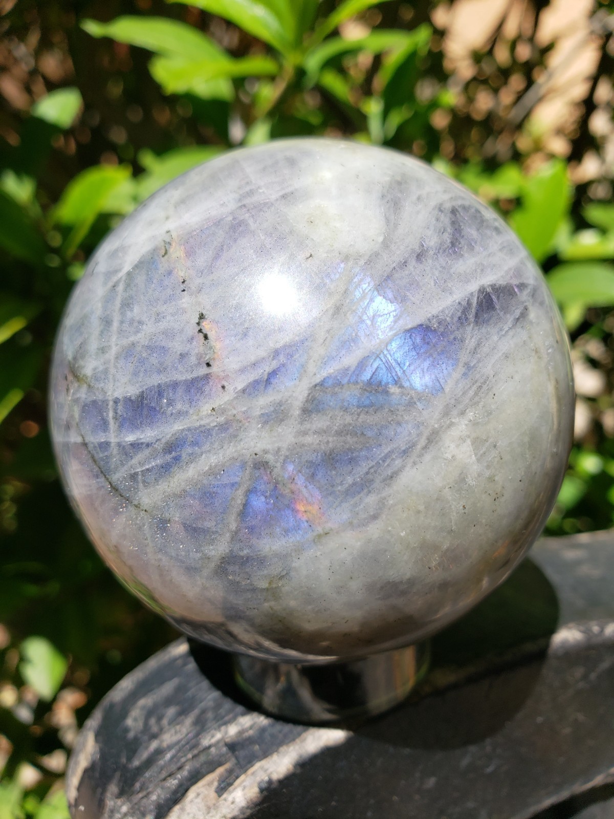 2.7″ Labradorite Mineral Crystal Iridescence Sphere Ball Orb Flash, 458g or 1 lb