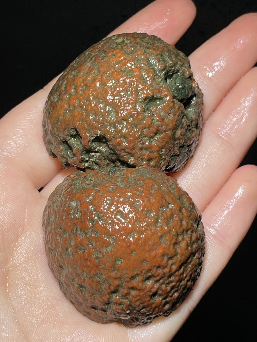1pair Chinese natural Warring States Red agate crystal hole crystal 79g A8