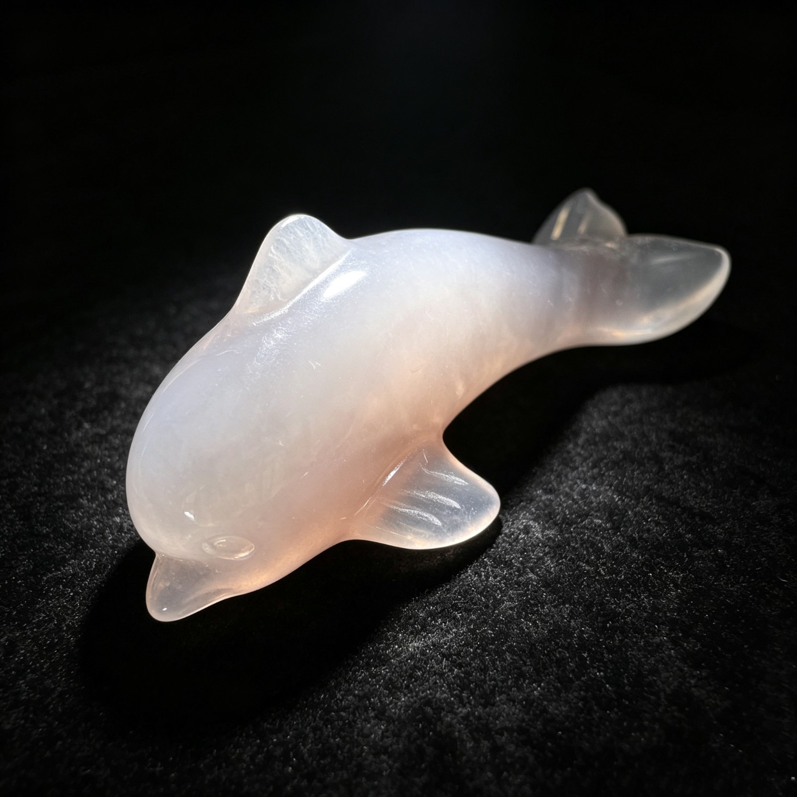 Natural Agate Dolphin Hand Carved Ocean Animal Figurine Sculpture Collectible Ar