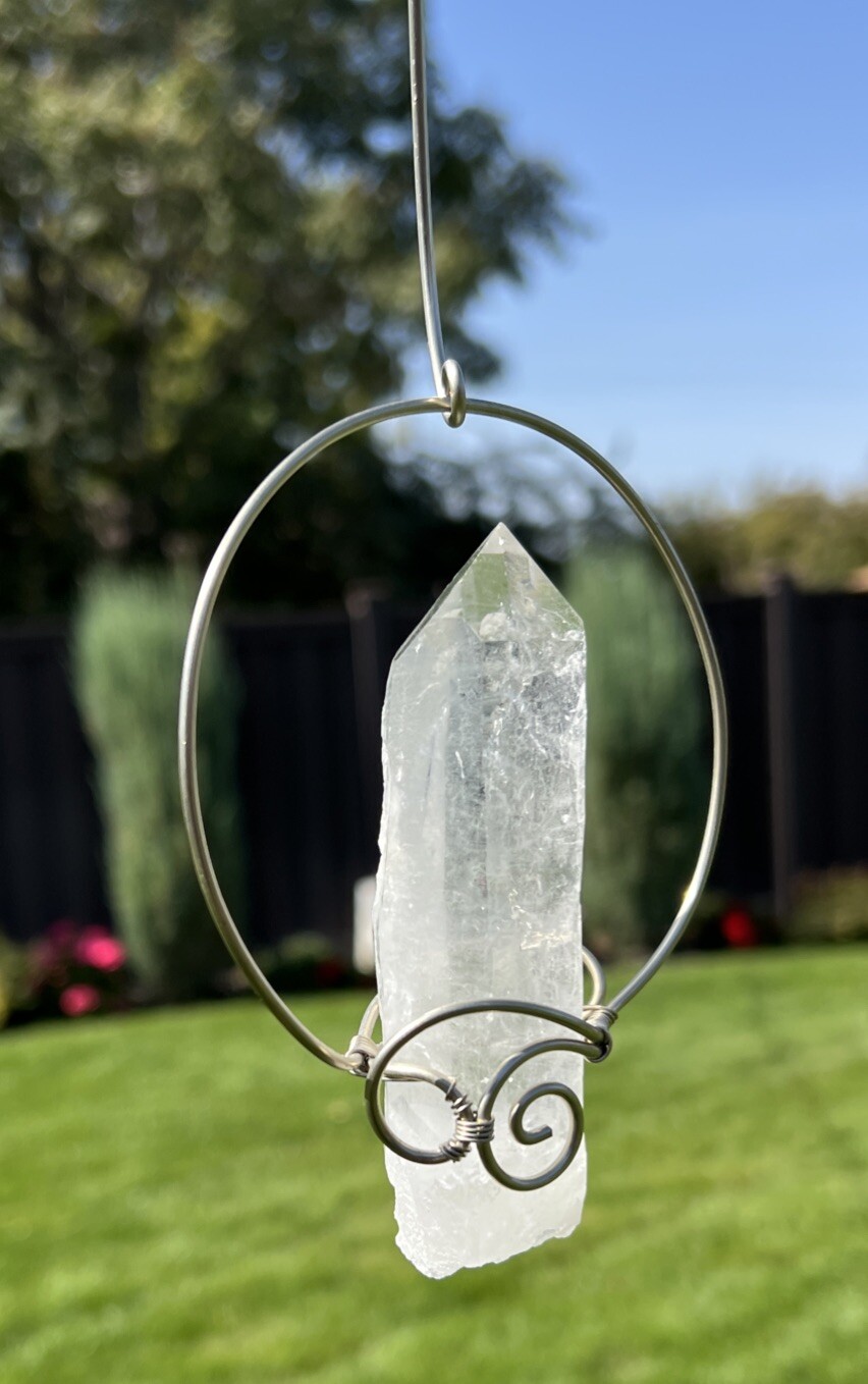 Floating Quartz Crystal Sculpture Decoration ￼FENG SHUI HANGING Handmade USA #1￼