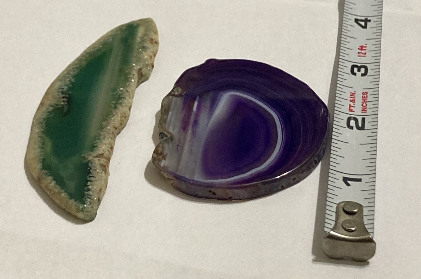 Set Of 2 Natural Quartz Agate Crystal Geode Druzy Cut Slice Gemstones 29G & 20G