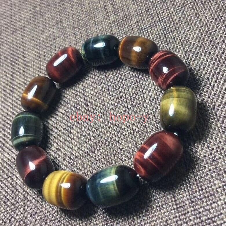 Natural Colorful Rainbow Tiger Eye Stone Crystal Bangle Bracelet Reiki Gems Gift
