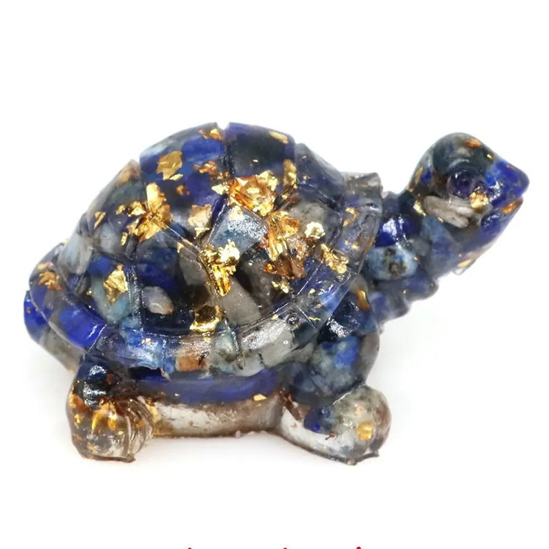 Natural Lapis Lazuli Quartz Crystal Tortoise Epoxy Resin Gemstone Turtle Healing