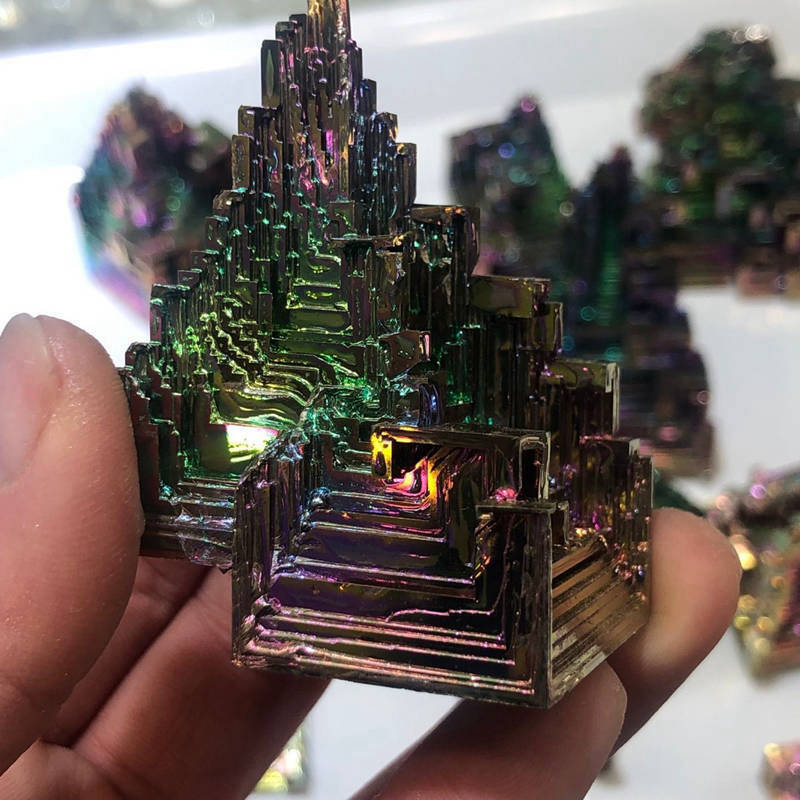 Natural Rainbow Aura Titanium Bismuth Crystal Cluster Energy Meditation Stone