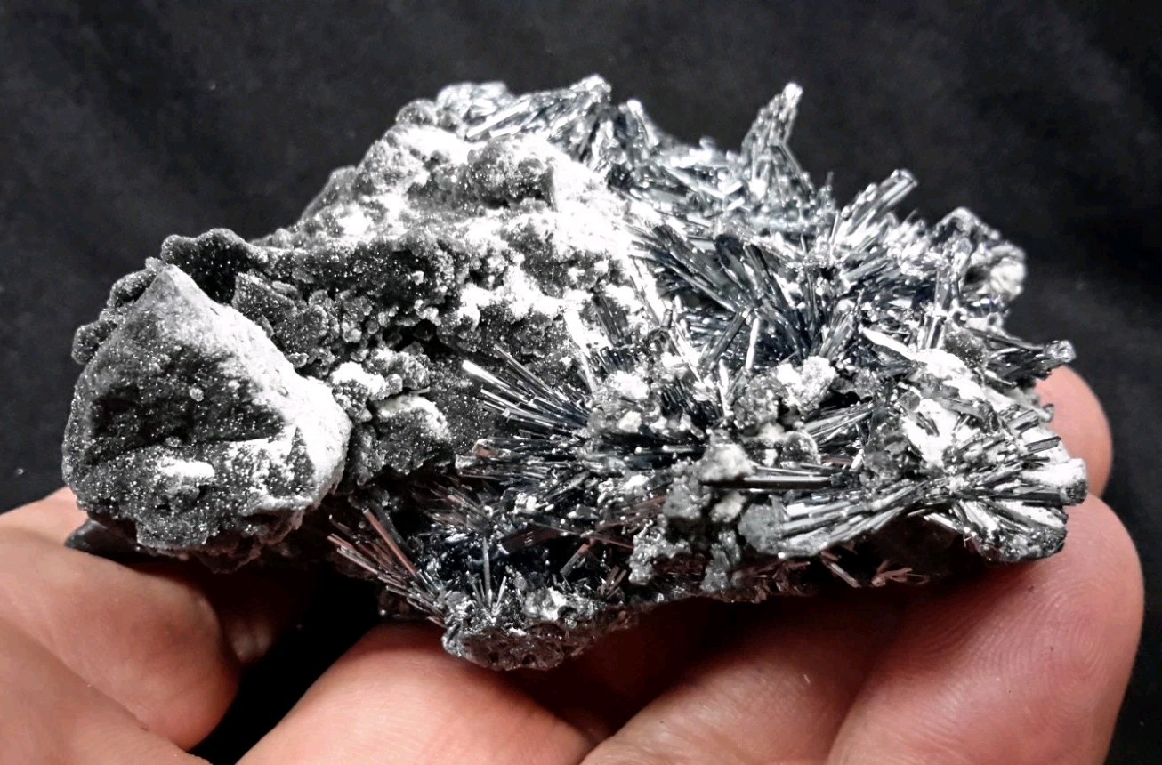 3″ Shiny STIBNITE Cluster on Matrix from Lianyungang, China