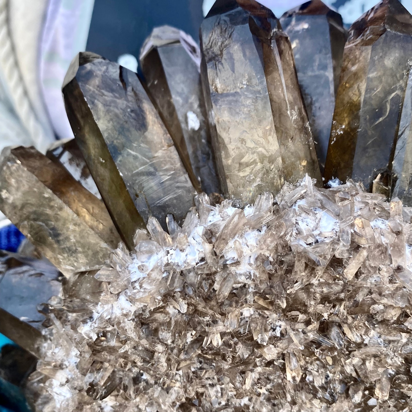 12G New Find black Phantom Quartz Crystal Cluster Mineral Specimen Healing
