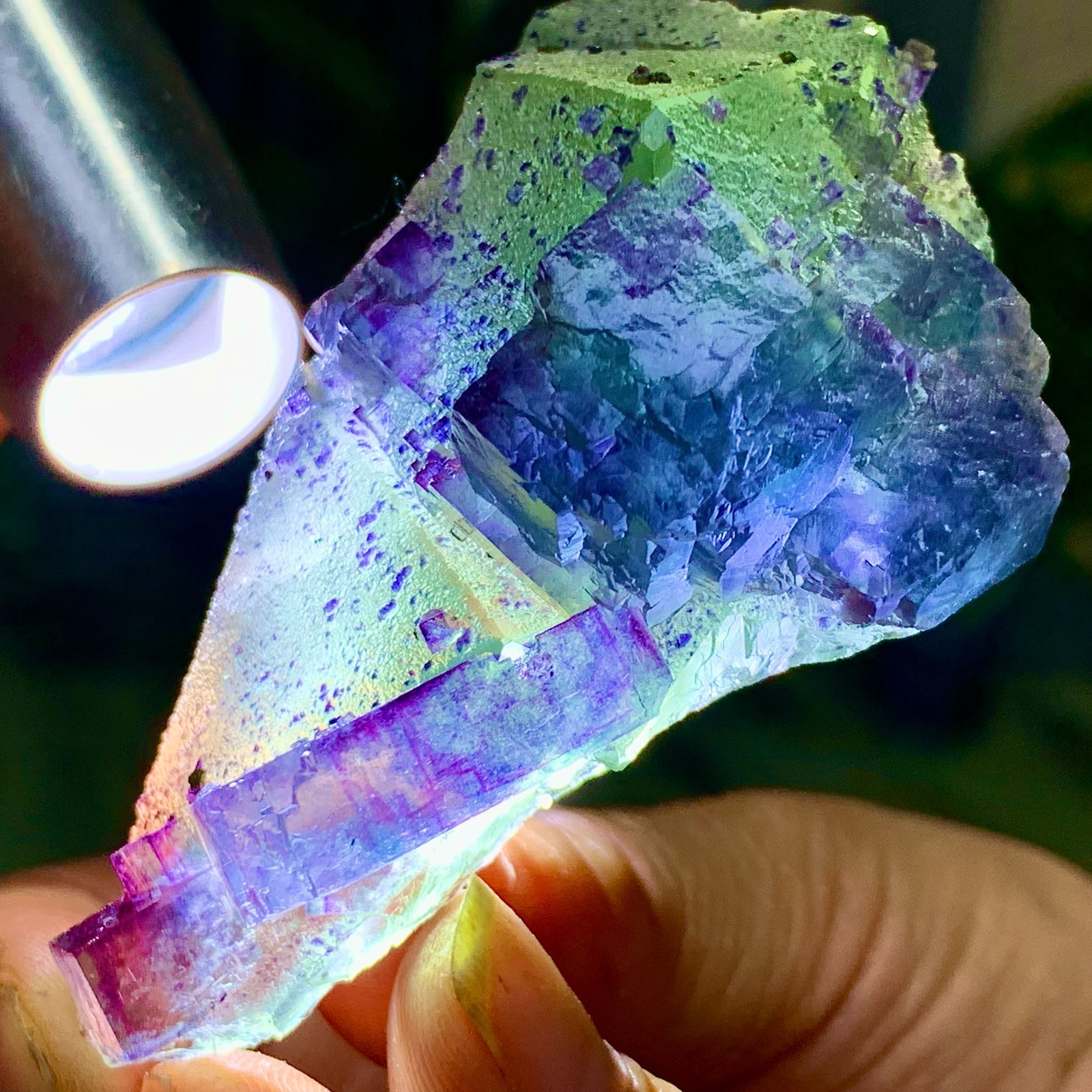 86G Rare transparent green purple cubic Zhejiang fluorite mineral sample
