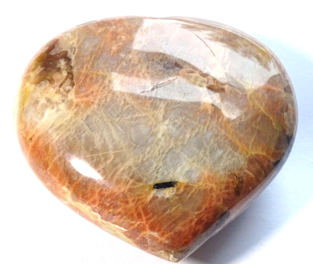 LOVELY LARGE MOONSTONE CARVED HEART 7.5 x 7.3 x 2.9 cms 255 gm Feminine Energy