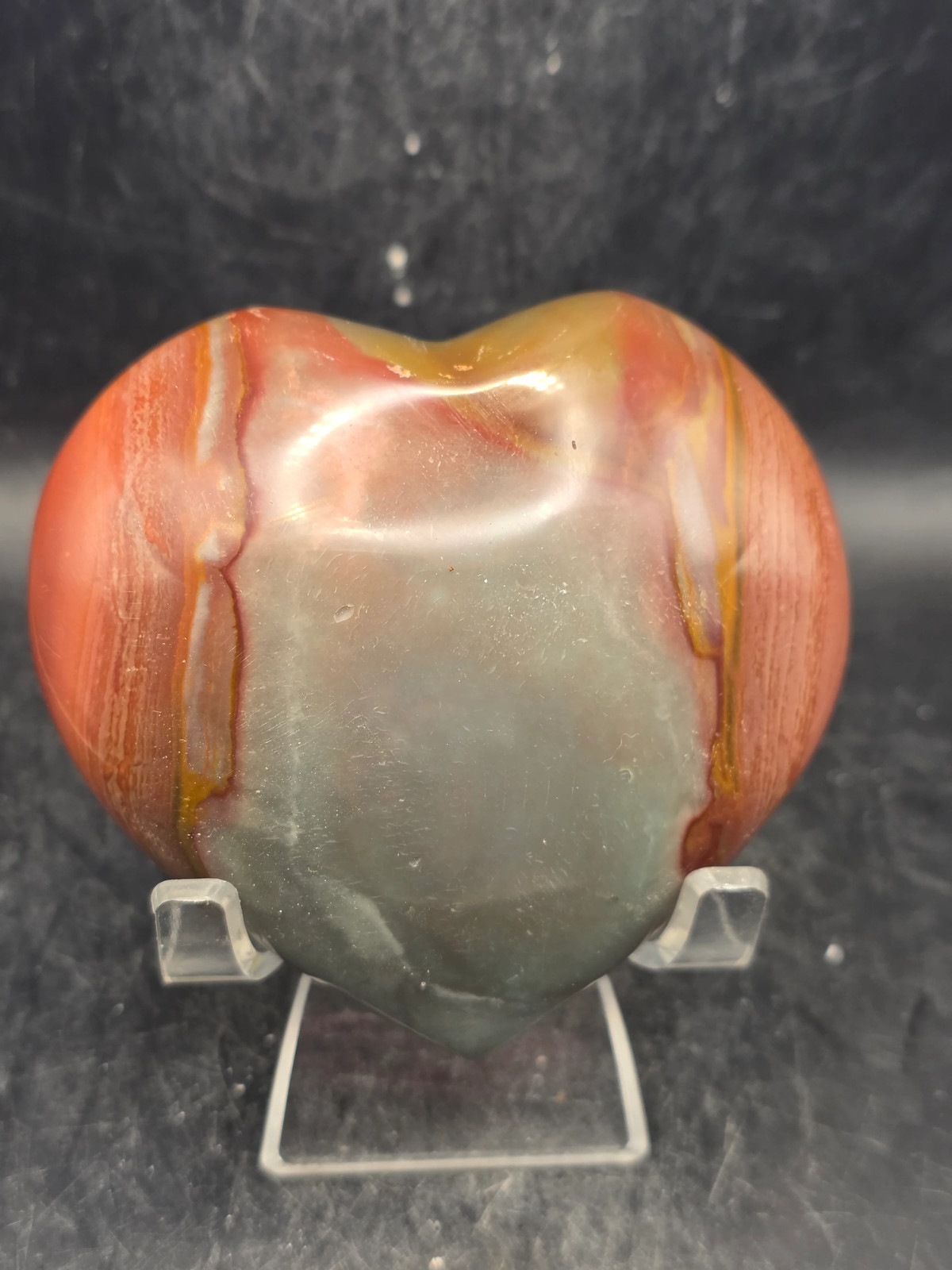 Polychrome jasper heart! 10 ounces, 3.2 inches wide, 3″ tall