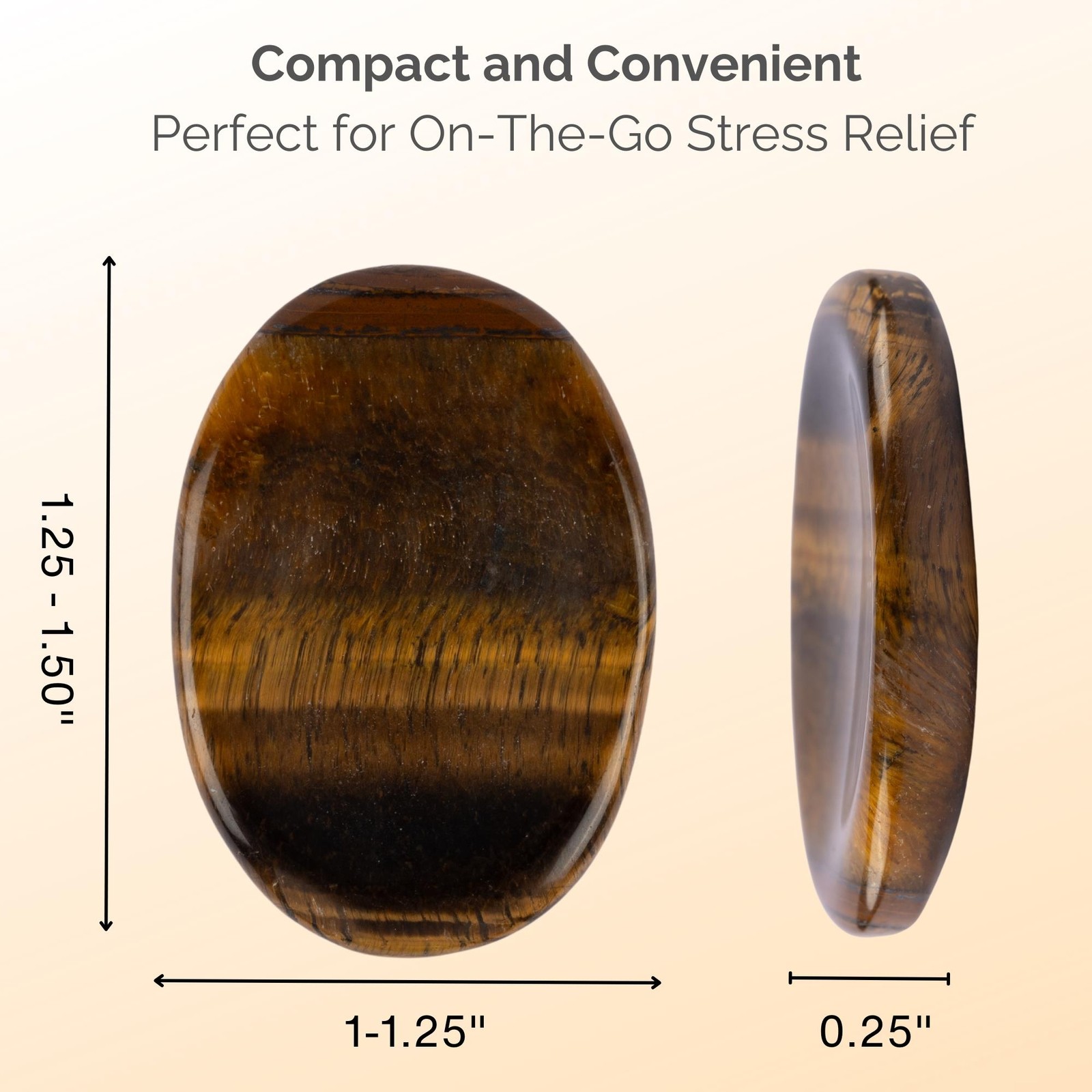 Tiger Eye Worry Stone for Anxiety Relief, Healing Crystals & Natural Energy Heal