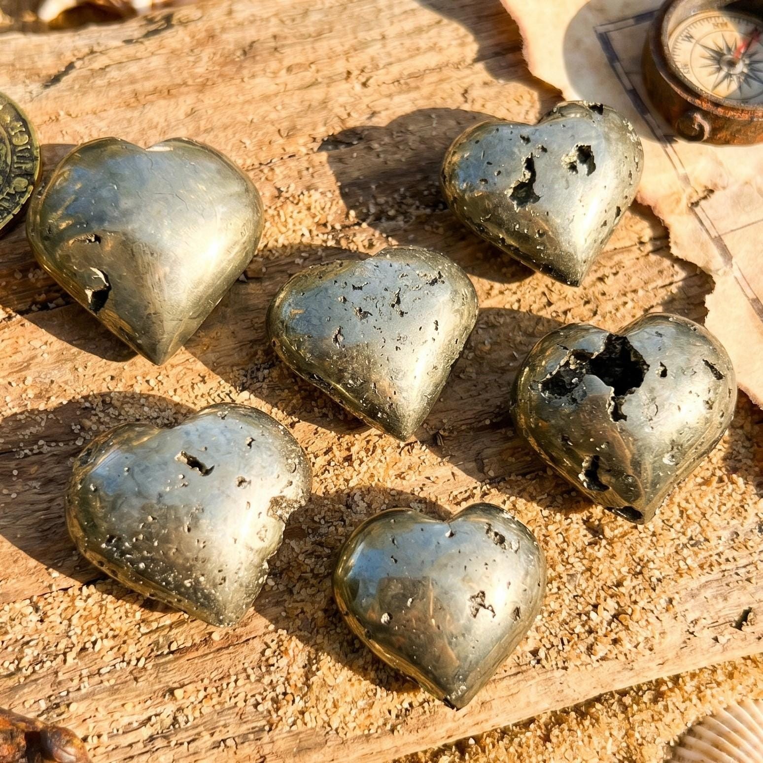 Iron Pyrite Puffy Crystal Heart Natural Genuine Crystal Mineral