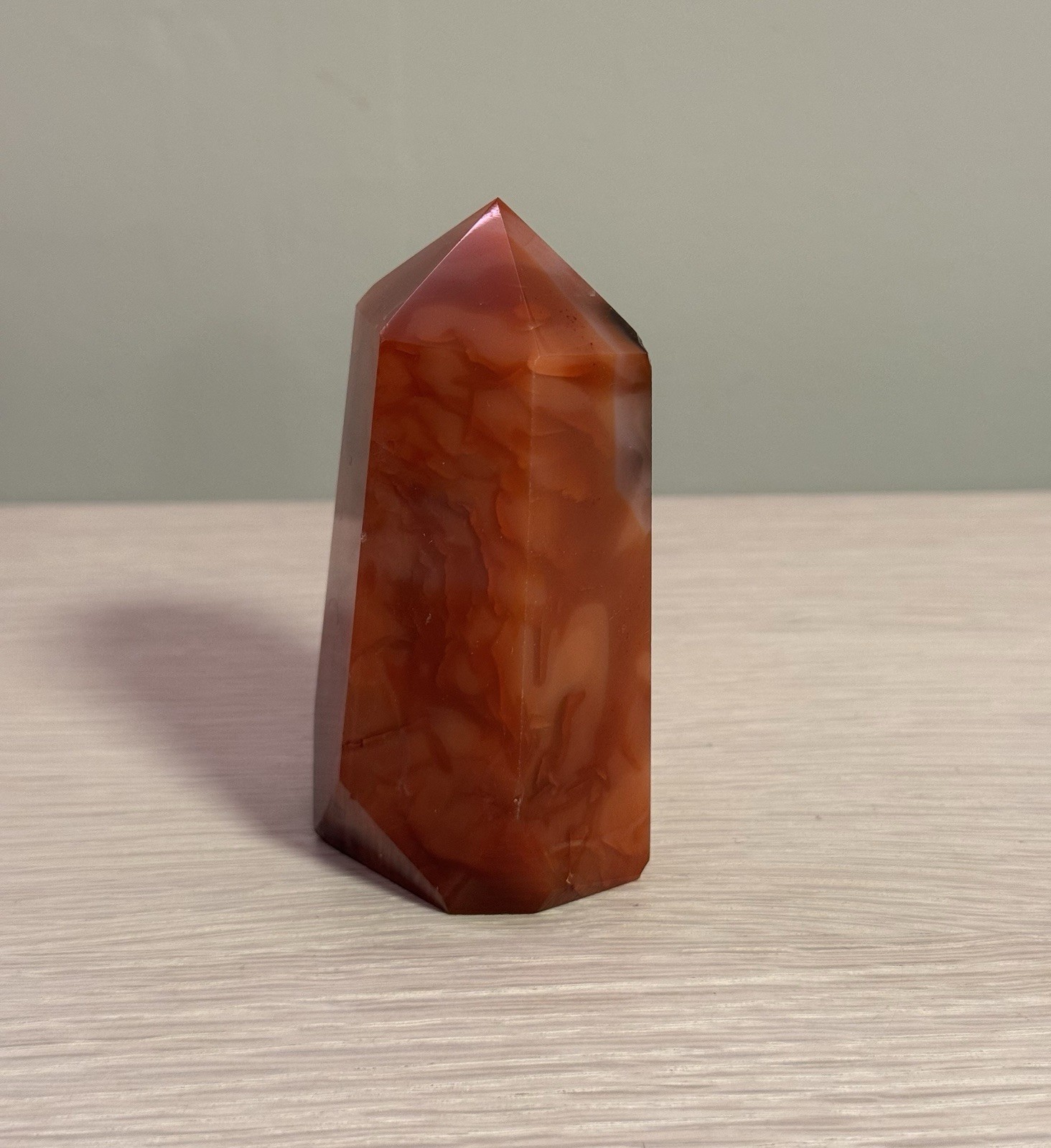 Polished Red/Orange/Pink Carnelian Agate Druzy Geode Generator Tower Point