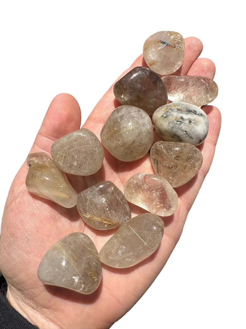 Golden Rutilated Quartz Tumbled Stone – Polished Natural Gold Rutilated Quartz
