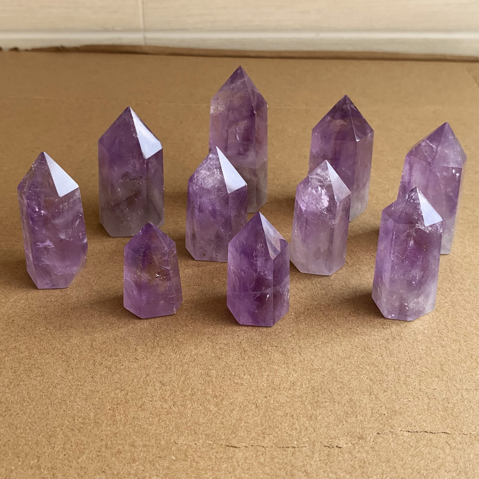 10pcs natural amethyst quartz obelisk crystal Tower wand point healing 35-75mm14