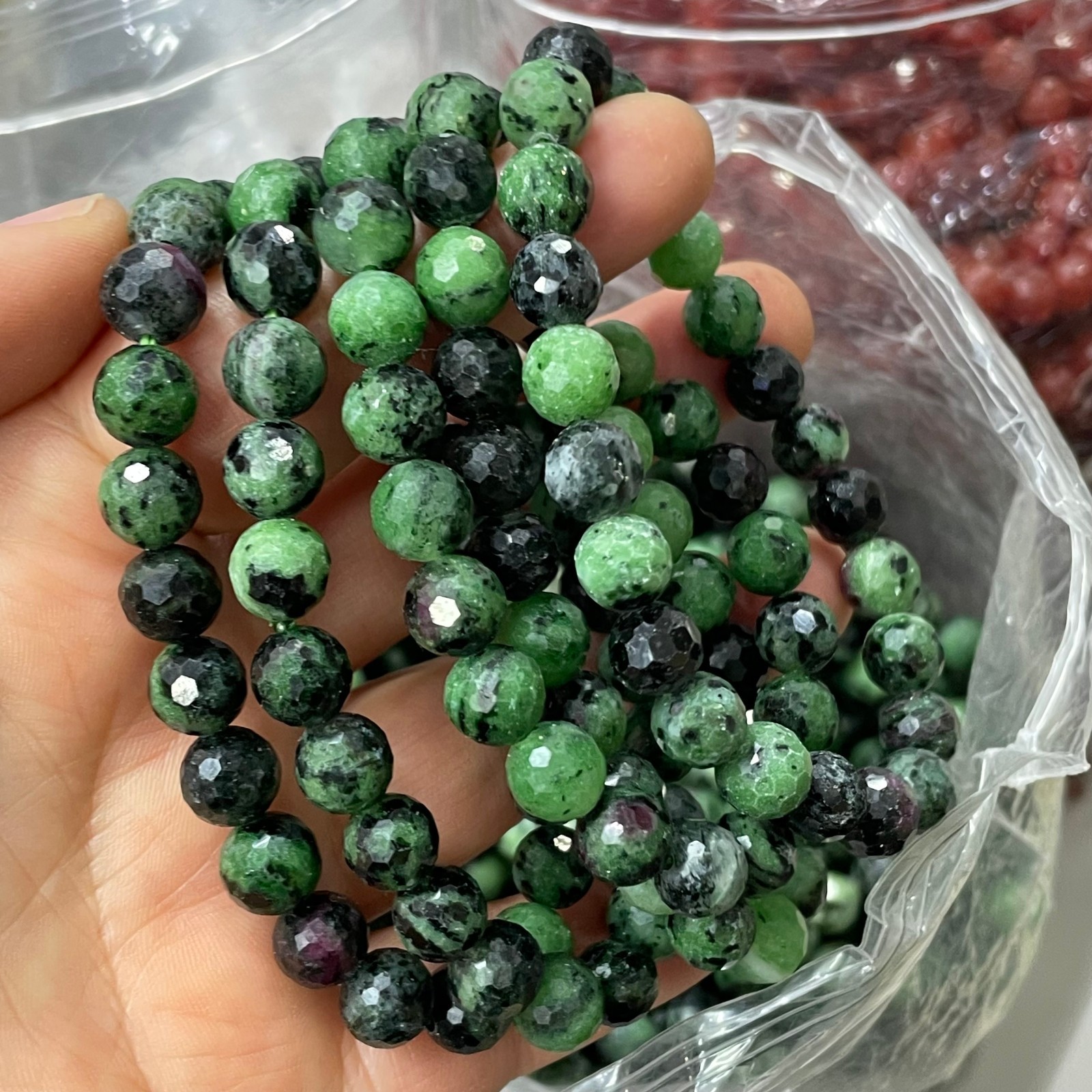 8mm 5pcs Natural Ruby Zoisite Smooth Round Ball Gemstone Beads