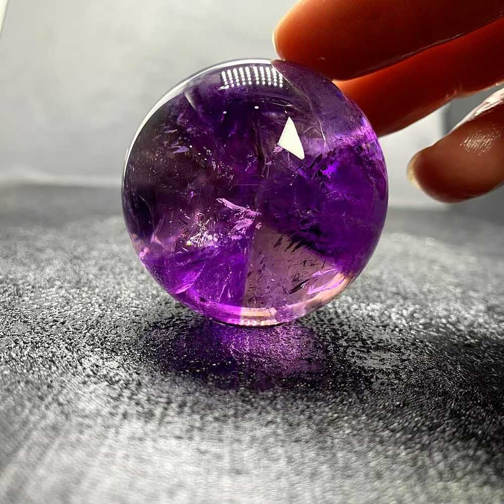 45mm Natural Amethyst Quartz Sphere Crystal Energy Ball Reiki Decor