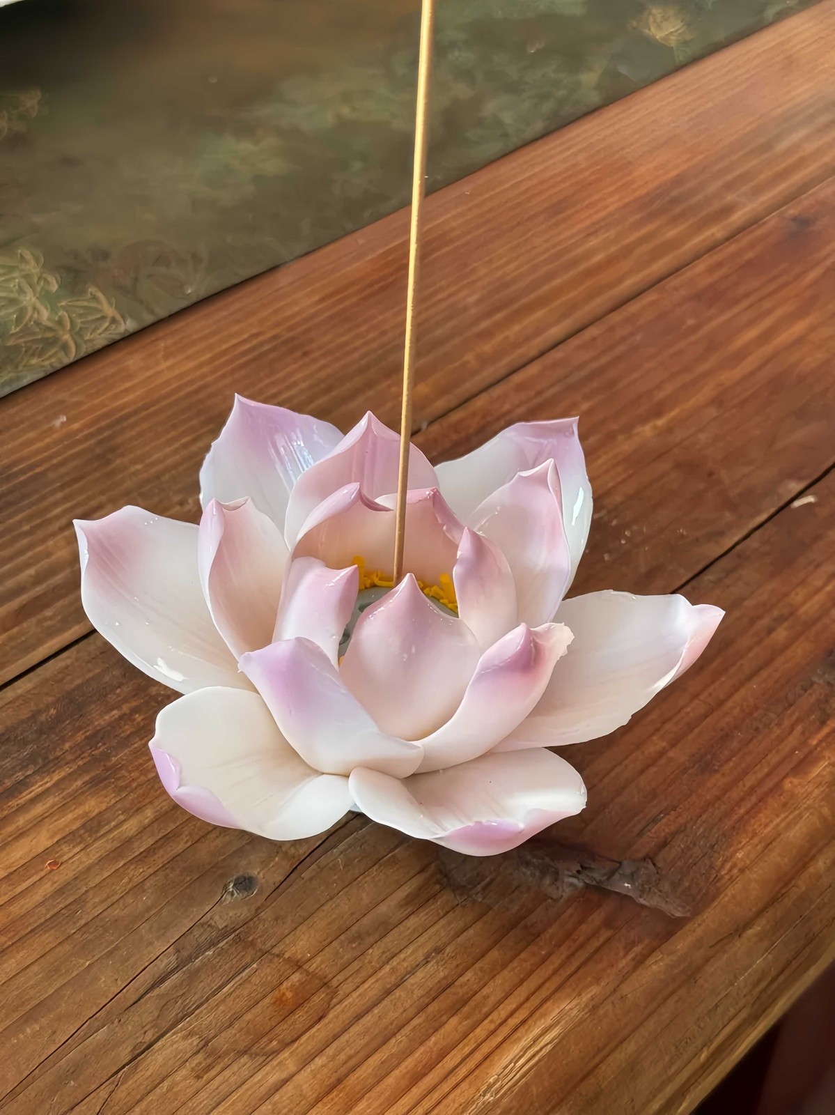 Handcrafted Purple Lotus Ceramic Incense Holder Essential Oil Diffuser