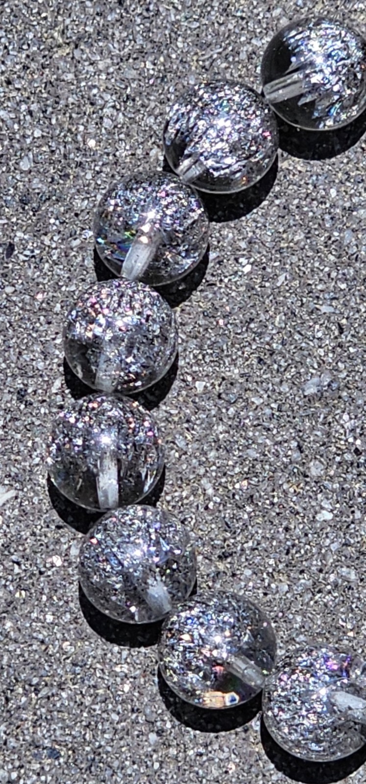 Black Fire Quartz Shiny 10mm Round Beads Unisex Stretch Bracelet