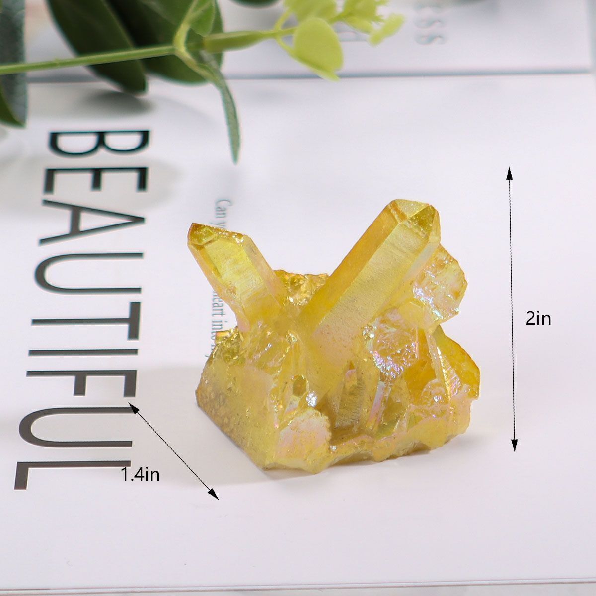 50g Natural Aura Titanium Gemstone Quartz Crystal Cluster Specimen Healing Yello