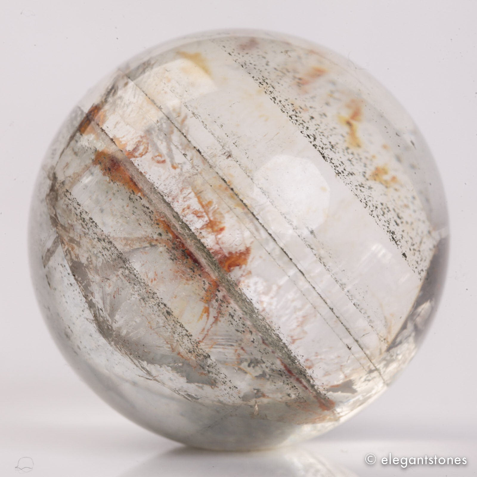 48g32mm Natural Garden/Phantom/Ghost/Lodolite Quartz Crystal Sphere Healing Ball