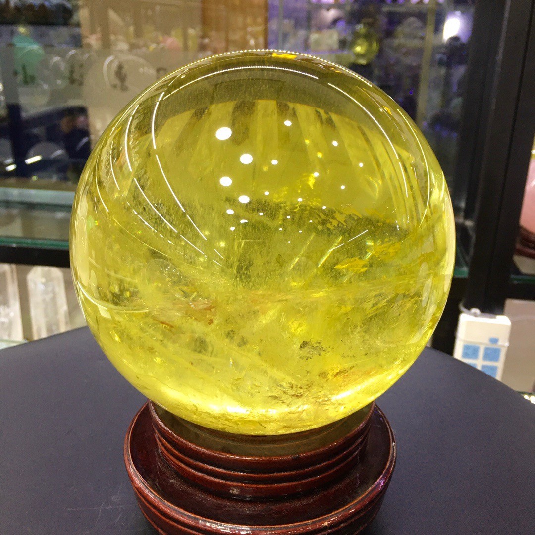 15.3LB Top Natura Citrine Quartz Sphere Quarzt Crystal Ball reiki Healing