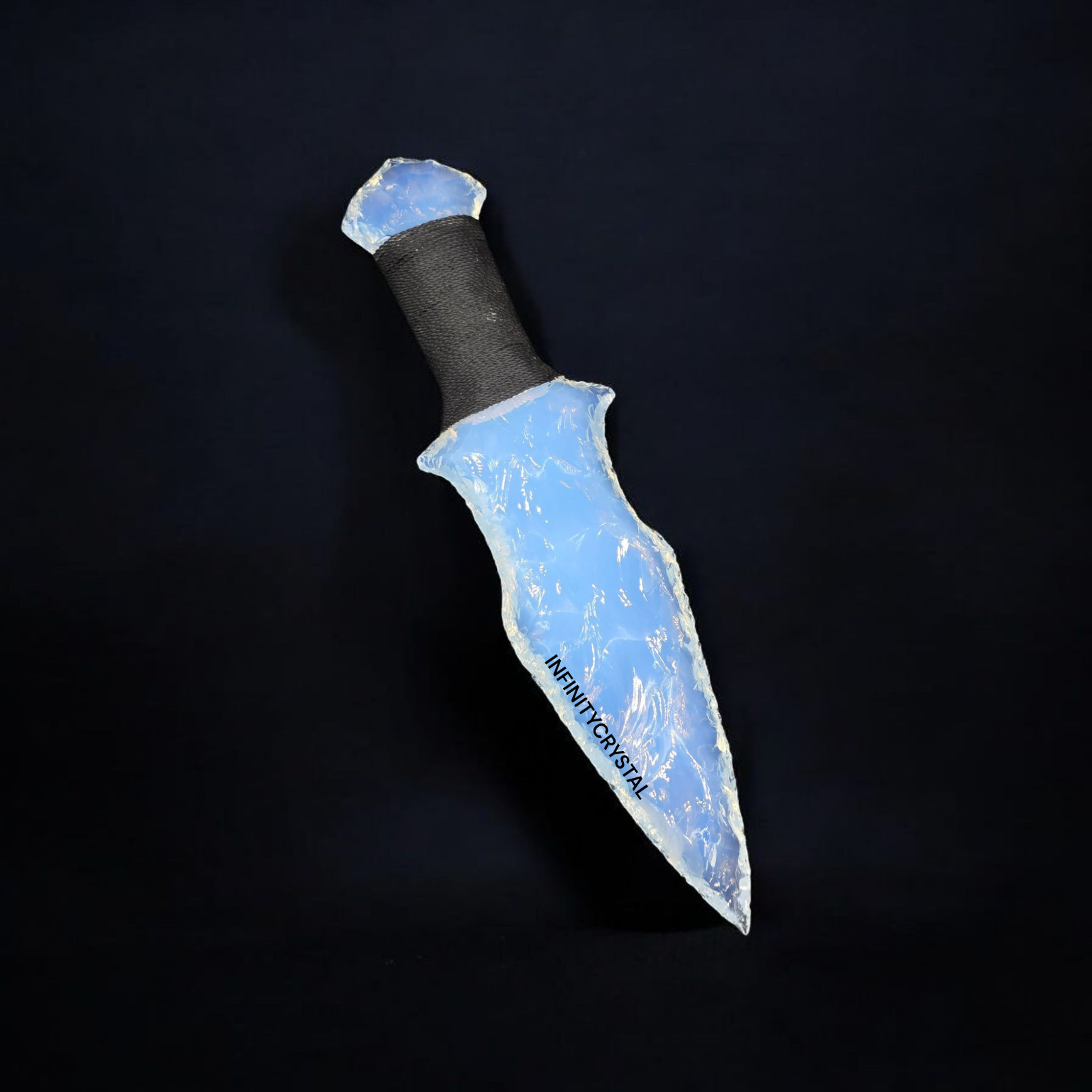 Handmade Opalite Knife 9–10” Artisan Dagger with Thread-Wrapped, Collector Gift
