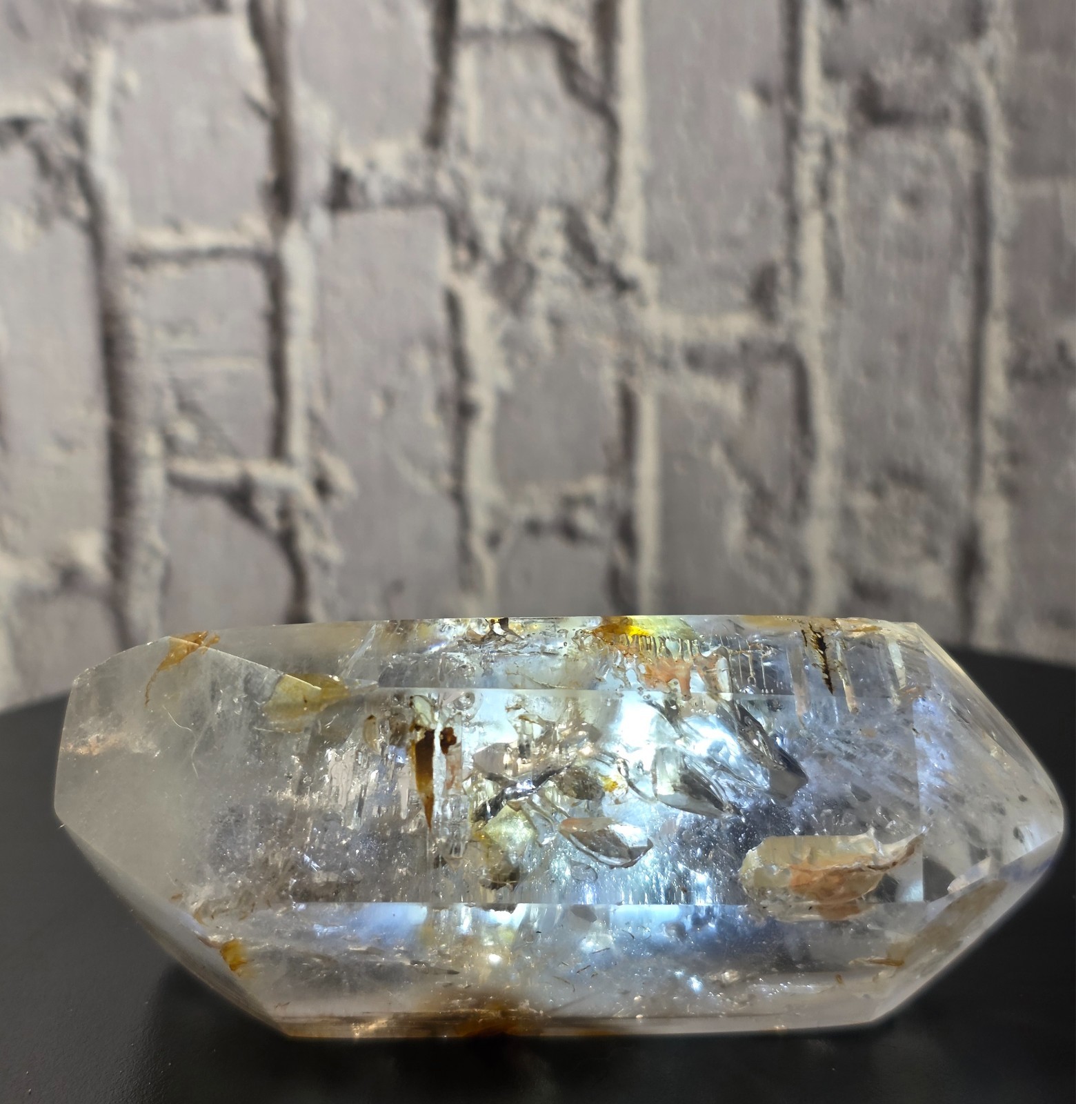 Scenic Enhydro Quartz Moving Bubble Golden Healer Crystal Freeform 264.27g