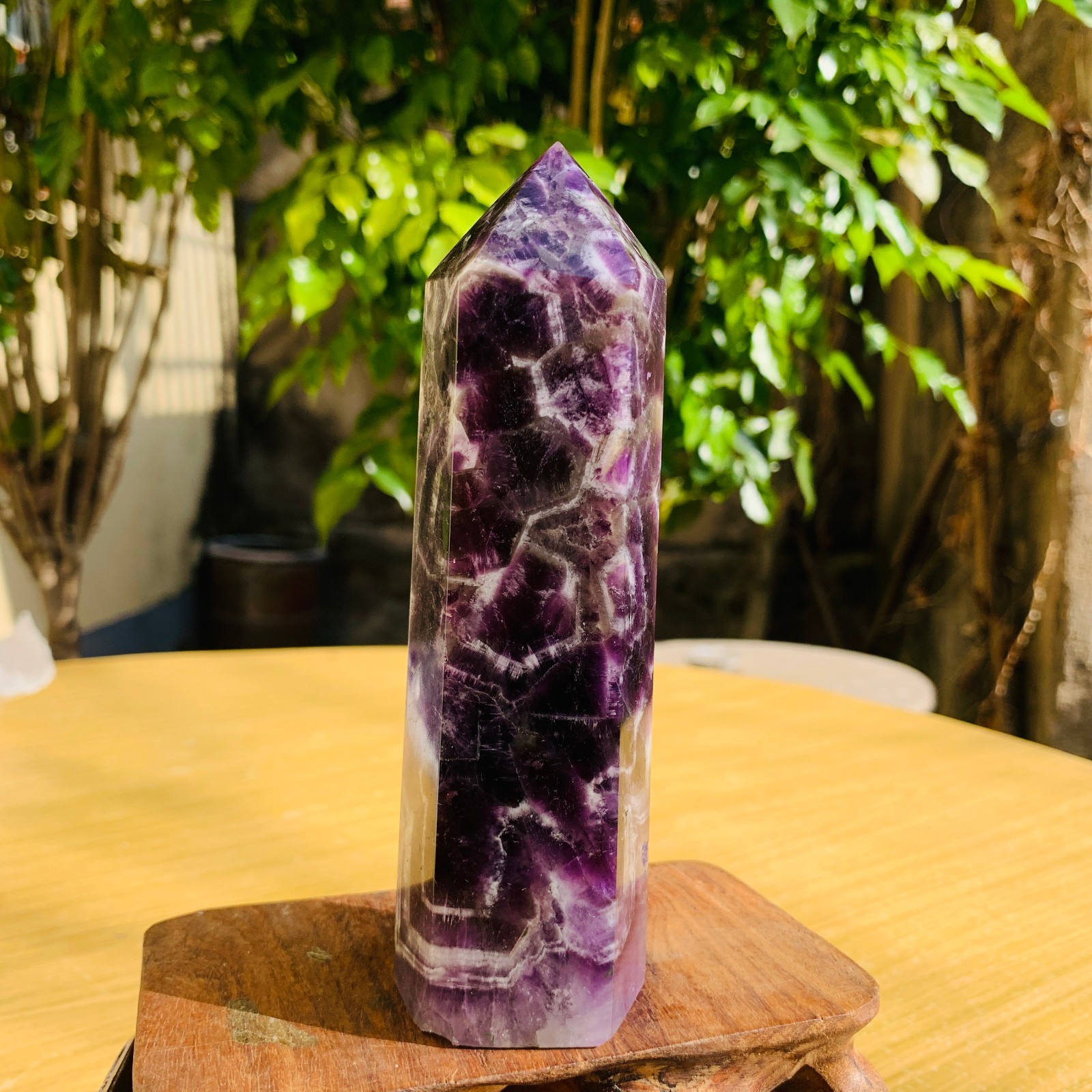 449g Natural Fluorite Healing Crystal Tower Point Obelisk Mineral Speci