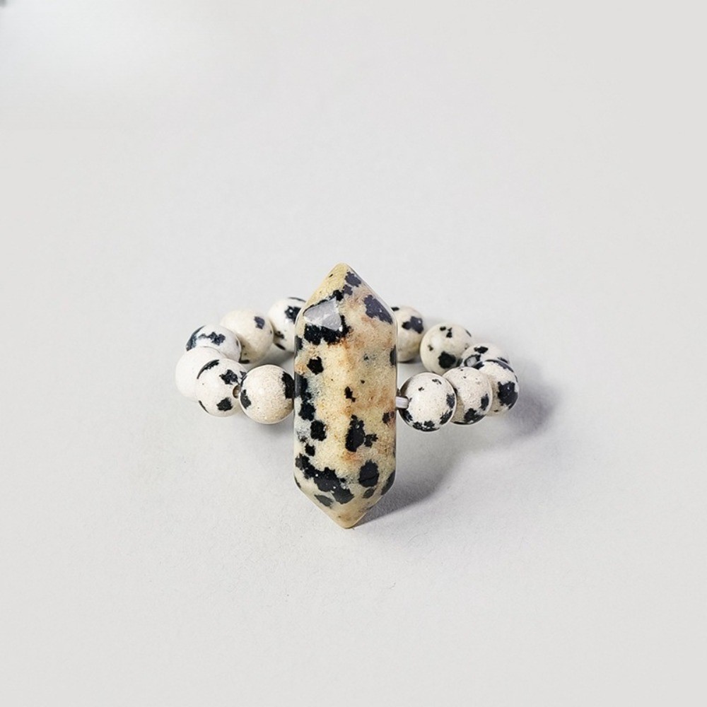 Natural Crystal Beaded Double Terminated Point Ring Healing Chakra Jewelry Gift