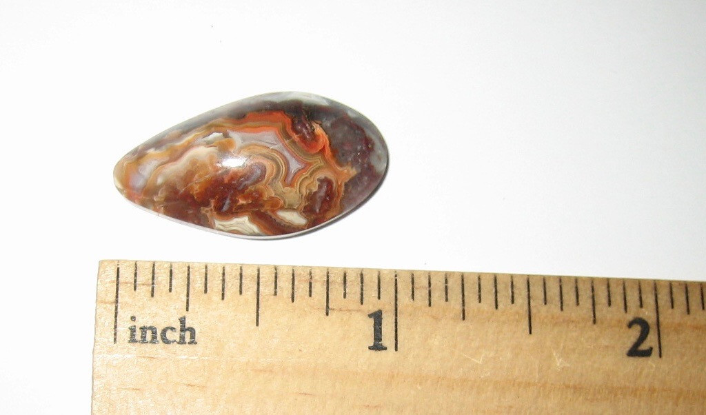 26x14mm POLISHED NATURAL LAGUNA LACE AGATE CRYSTAL STONE CABOCHON MEXICO 3.4g *6
