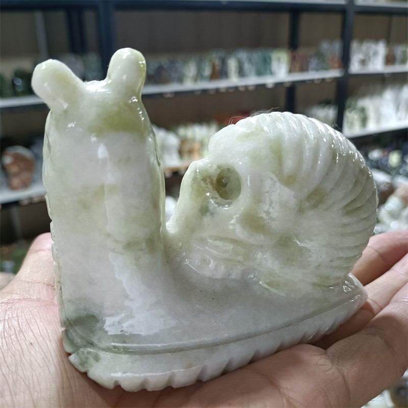 1pc Natural Nantian Jade Quartz Crystal Skulls Healing Carved Snail Skull 1.1LB