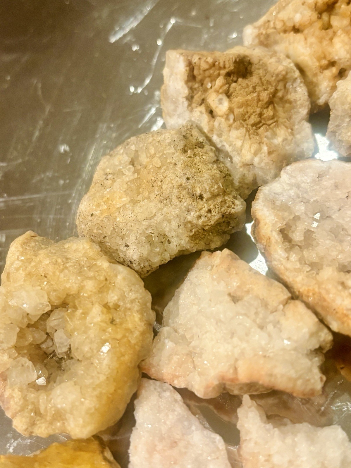 12 Pieces Opened Geodes Various Crystal Mineral Specimens Lot