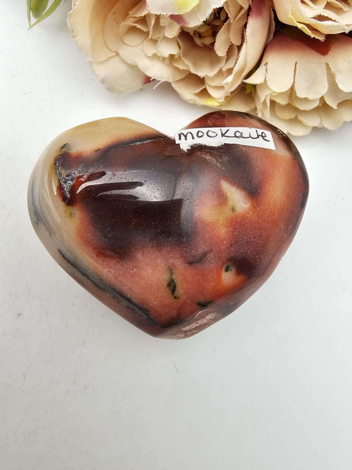 ✨️SALE✨️ Red Multicolored Mookaite Crystal Carved Heart Palm 5.8cm 103g Jasper