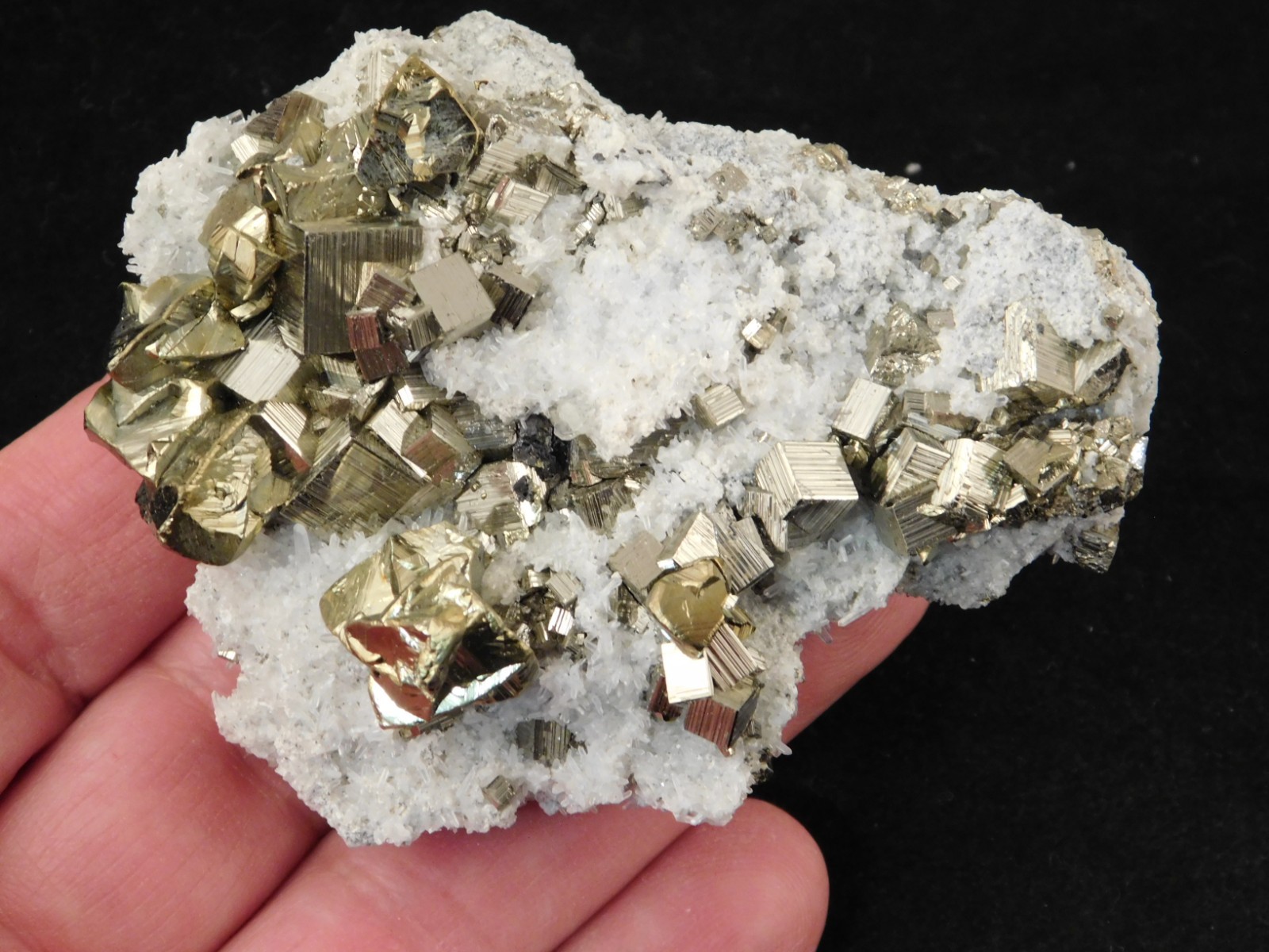 AAA PYRITE Crystal CUBE Cluster with Little QUARTZ Crystals Peru 143gr